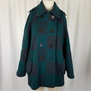 Cartonnier Anthropologie Buffalo Plaid Cape Coat Blue/Green, size L